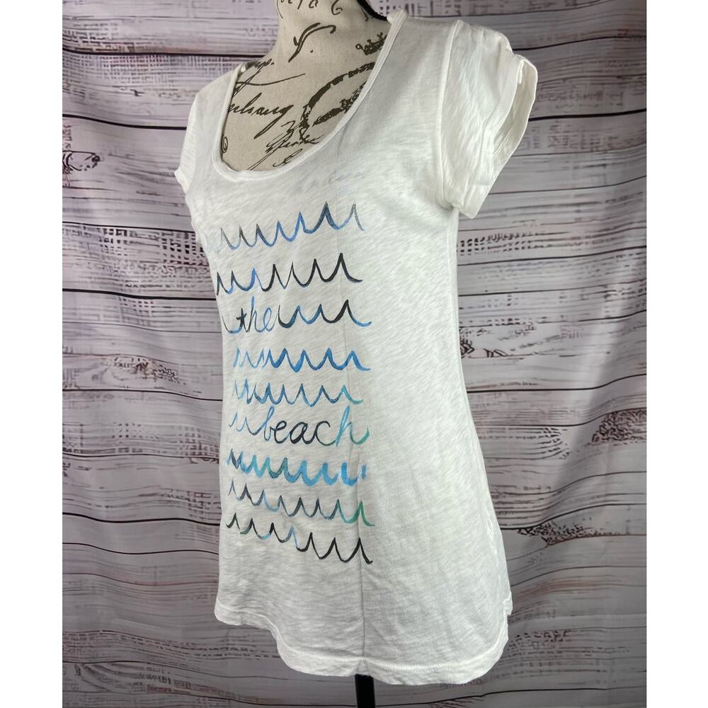 Fresh Produce Slub Knit Cotton Tee Shirt Womens XS Short Sleeve Scoop Neck Beach - Picture 2 of 11